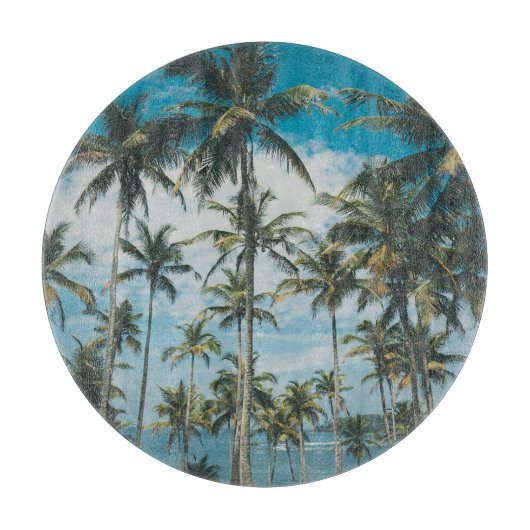 Retro Palm Ocean Silhouet Snijplank (Voorkant)