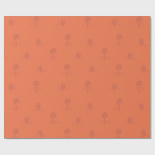 Retro Palm Springs Cactus in aardetinten  Cadeaupapier