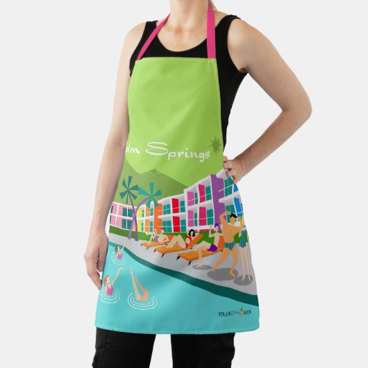 Retro Palm Springs Hotel All-Over Print Apron Schort (Insitu)