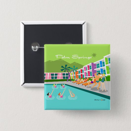 Retro Palm Springs Hotel Button (Voorkant /achterkant)