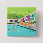 Retro Palm Springs Hotel Button (Voorkant)