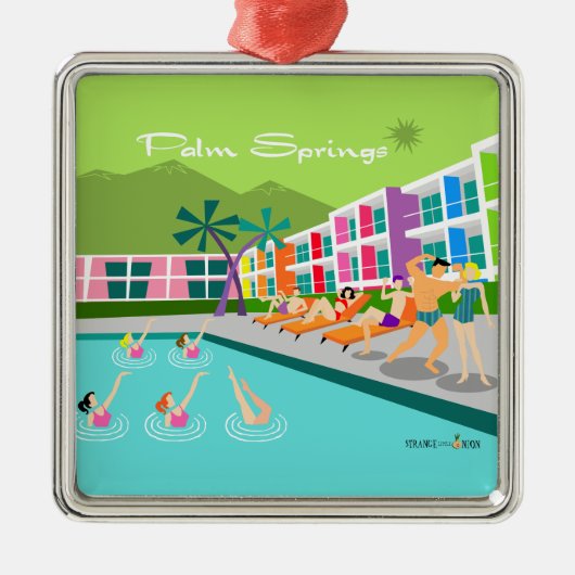 Retro Palm Springs Hotel Ornament (Voorkant)