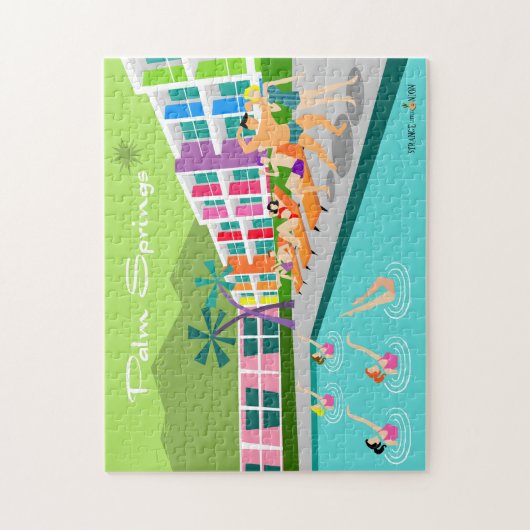 Retro Palm Springs Hotel Puzzle Legpuzzel (Verticaal)