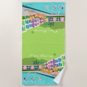 Retro Palm Springs Hotel Strandhanddoek Strandlaken