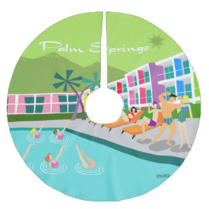 Retro Palm Springs Hotel Tree Skirt Kerstboom Rok