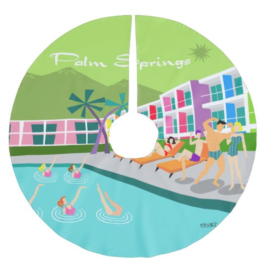 Retro Palm Springs Hotel Tree Skirt Kerstboom Rok (Voorkant)