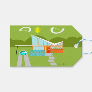 Retro Palm Springs House Aangepaste cadeau Labels Cadeaulabel