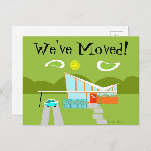 Retro Palm Springs House Adreswijziging Kaart (Voorkant / Achterkant)