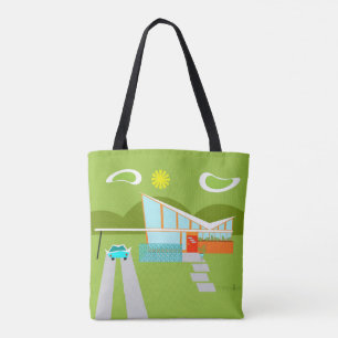 Retro Palm Springs House All-Over Print Canvas tas