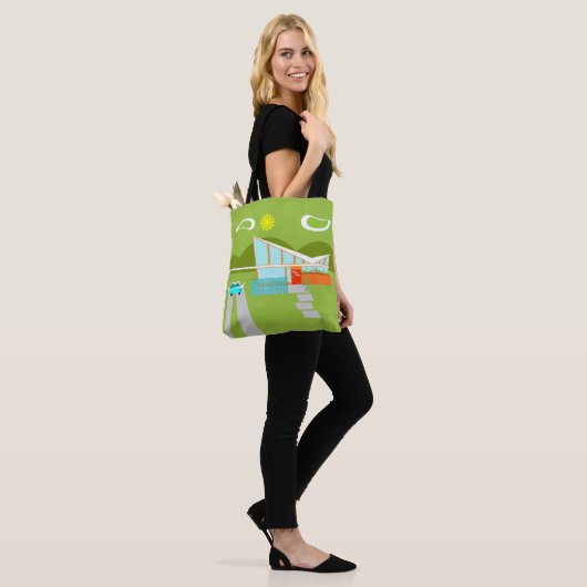 Retro Palm Springs House All-Over Print Canvas tas (Op model)