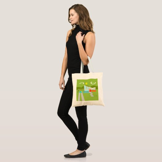 Retro Palm Springs House Canvas tas (Voorkant (model))