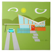 Retro Palm Springs House Ceramic Tile Tegeltje (Voorkant)