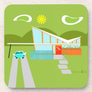 Rétro Palm Springs House Dessous de verre en plast