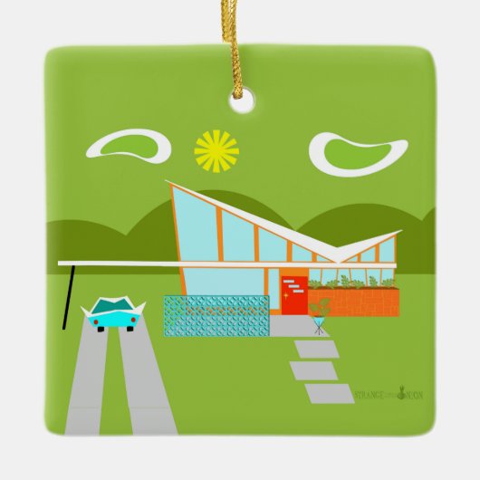 Retro Palm Springs House Holiday Ornament (Voorkant)