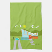 Retro Palm Springs House Kitchen Towel Theedoek (Verticaal)