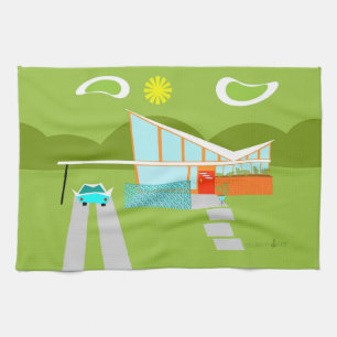 Retro Palm Springs House Kitchen Towel Theedoek