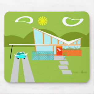 Retro Palm Springs House Mousepad Muismat