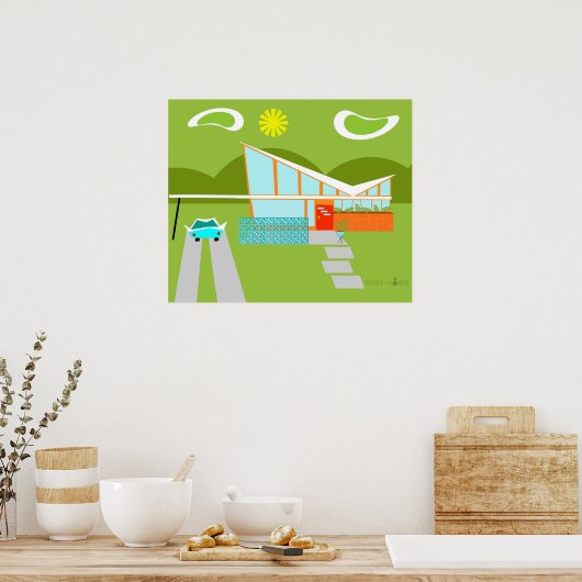 Retro Palm Springs House Poster (Keuken)