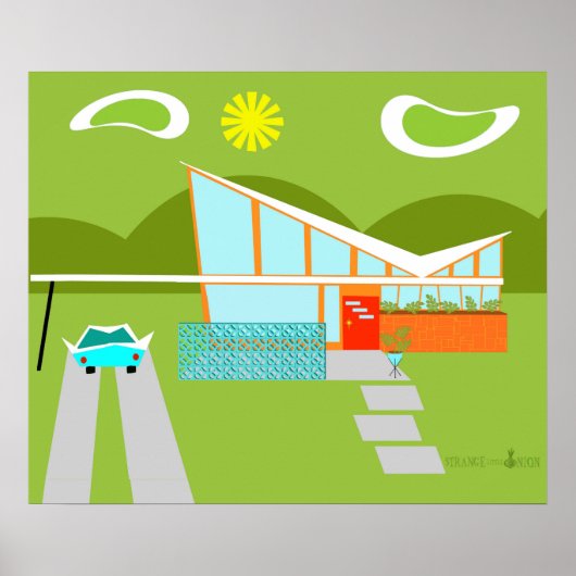 Retro Palm Springs House Poster (Voorkant)