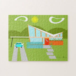 Retro Palm Springs House Puzzle Legpuzzel