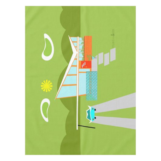 Retro Palm Springs House Tablecloth Tafelkleed (Voorkant)