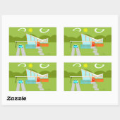 Retro Palm Springs Huis Rechthoek Stickers (Vel)