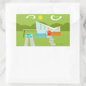 Retro Palm Springs Huis Rechthoek Stickers (Tas)