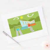 Retro Palm Springs Huis Rechthoek Stickers (Envelop)