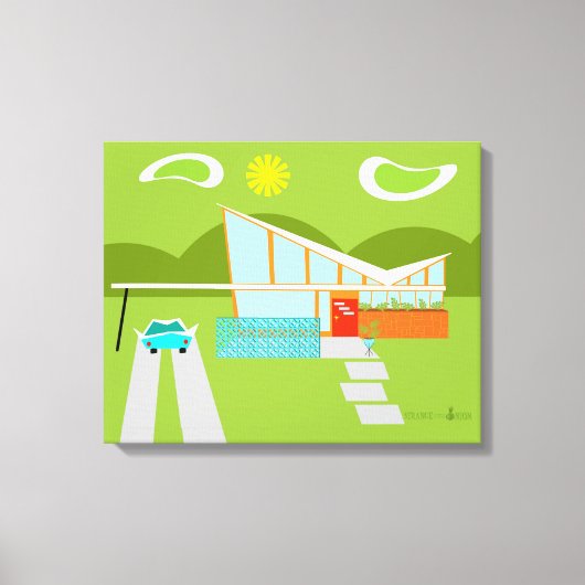 Retro Palm Springs huis verpakt Canvas (Voorkant)