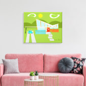 Retro Palm Springs huis verpakt Canvas (Insitu (Woonkamer))