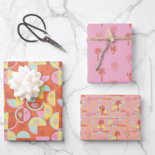 Retro Palm Springs Inpakpapier Set 1 Vel