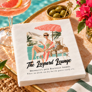 Retro Palm Springs Luipaard Lounge Aquarel Servet