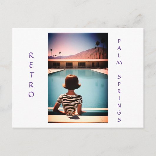 Retro Palm Springs Poolside Post Kaart Personalise (Voorkant)