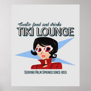 Retro Palm Springs Tiki Lounge Print op Brown