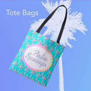Retro Palm Springs Turquoise Blauw Tropische Palme Draagtas
