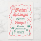 Retro Palm Springs vrijgezellenfeest Wijn Etiket (Enkel label)