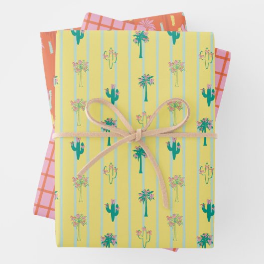 Retro Palm Springs Wrapping Paper Set 4  (In situ)