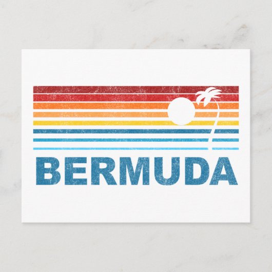 Retro Palm Tree Bermuda Briefkaart (Voorkant)