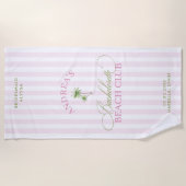 Retro Palm Tree Custom Name Beach Bachelorette Strandlaken (Voorkant)