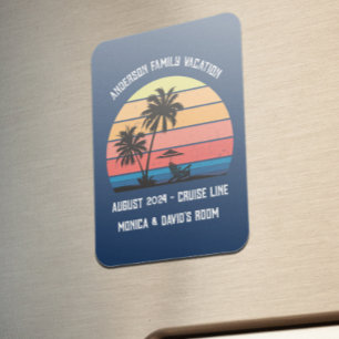Retro Palm Tree Sunset Cruise Family Vacking Magneet