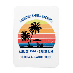 Retro Palm Tree Sunset Cruise Family Vacking Magneet