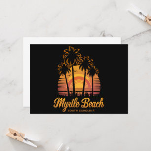 Retro Palm Tree Sunset South Carolina Myrtle Beach Kaart