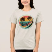 Retro  Palm Tree Sunset Vibes Tri-Blend Shirt (Voorkant)