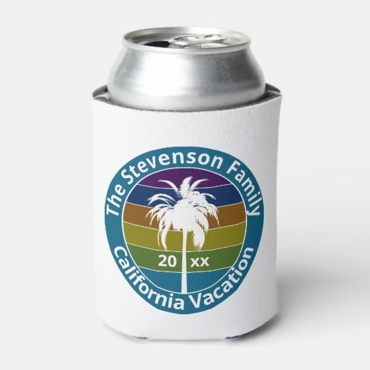 Retro Palm Tree Tropical Family Reunion Custom Blikjeskoeler (Blikje Voorkant)