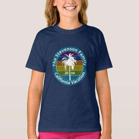 Retro Palm Tree Tropical Family Reunion Custom Kin T-shirt (Voorkant)
