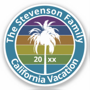 Retro Palm Tree Tropical Family Vacking Custom Sticker