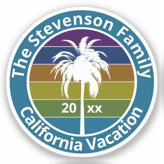Retro Palm Tree Tropical Family Vacking Custom Sticker (Voorkant)