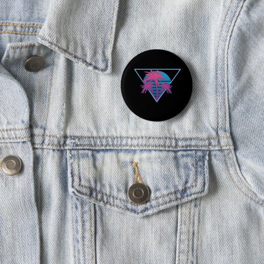 Retro Palm Trees Logo Ronde Button 5,7 Cm (In situ)
