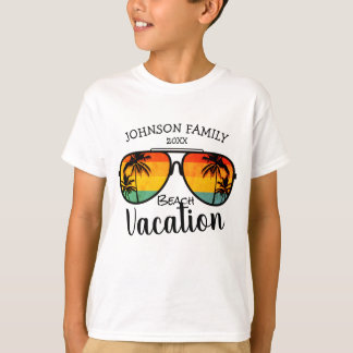 Retro Palm Trees zonnebril Familie Vacatie T-shirt