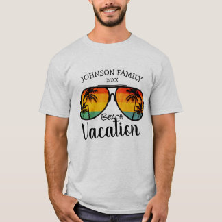 Retro Palm Trees zonnebril Familie Vacatie T-shirt